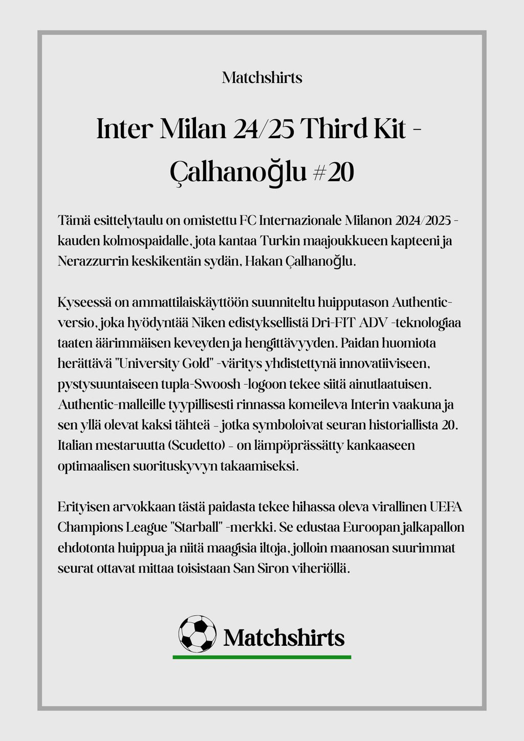 Inter milan 24/25 third kit UCL