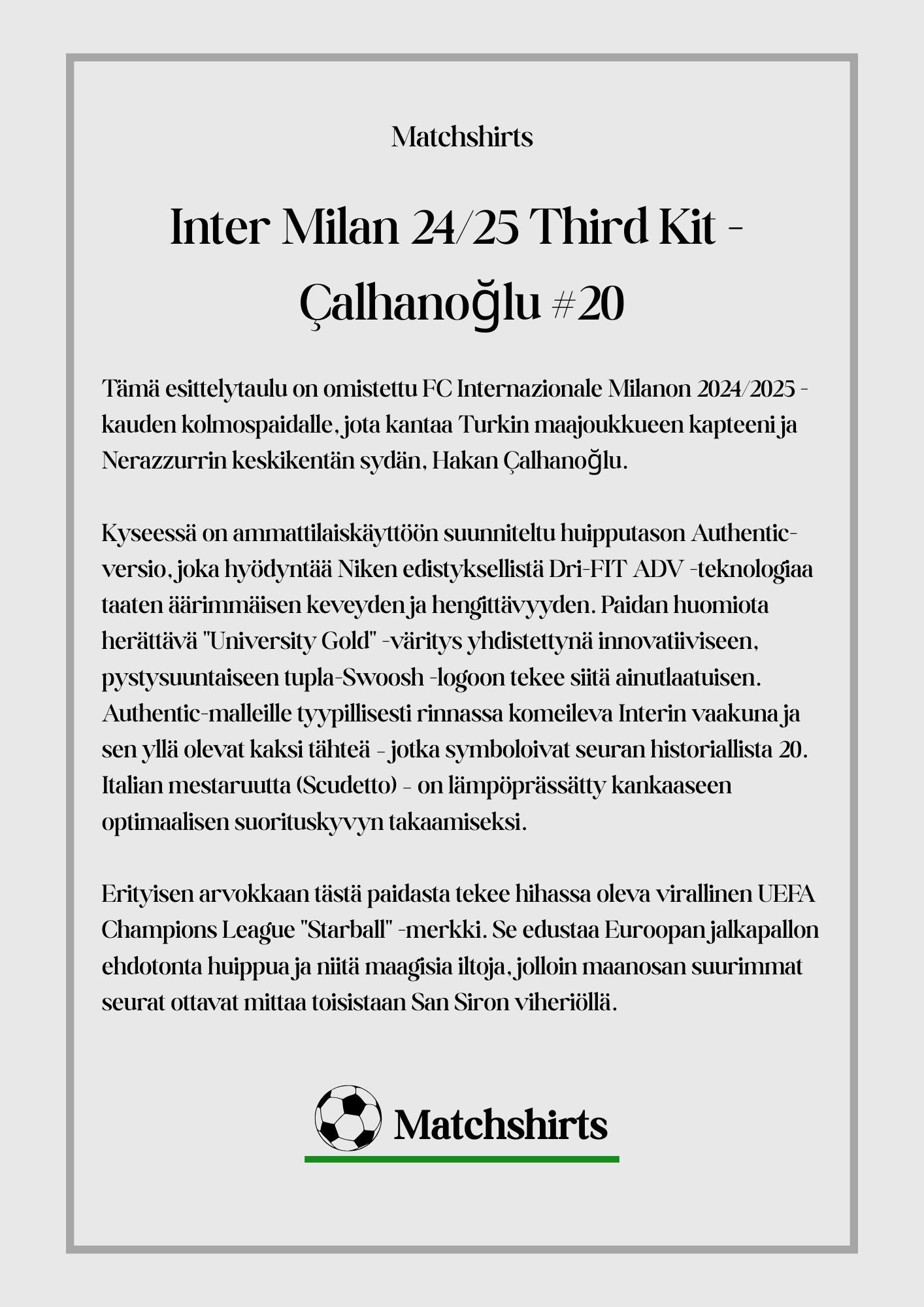 Inter milan 24/25 third kit UCL